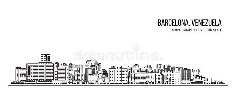 Byggnation av cityscape abstrakt enkel form och modern konsvektordesign barcelona venezuela