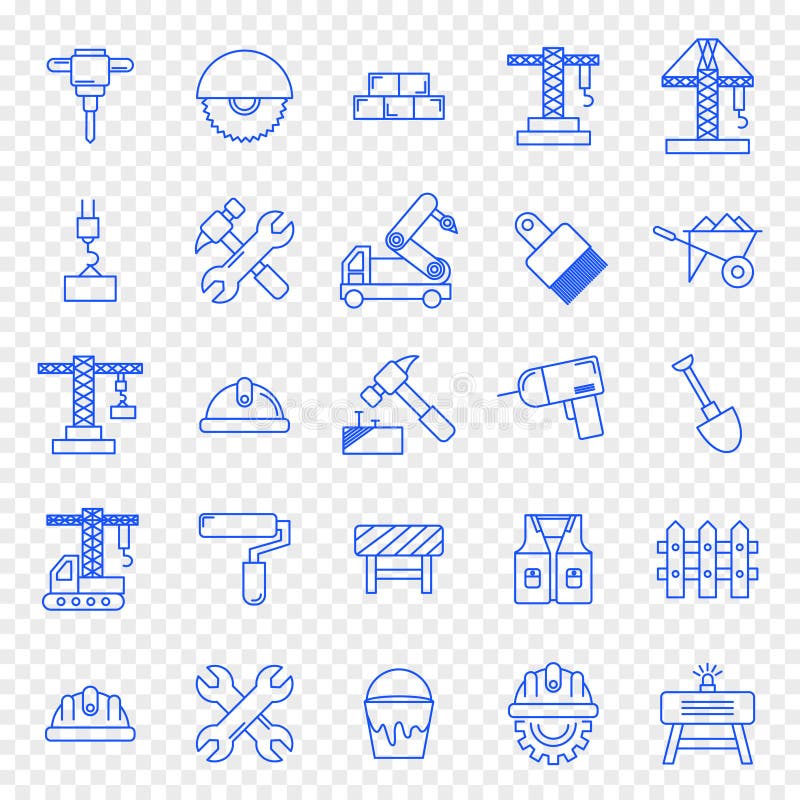 Byggnationsymbolsuppsättning 25 symboler stock illustrationer Byggnationsymbolsuppsättning 25 symboler stock illustrationer