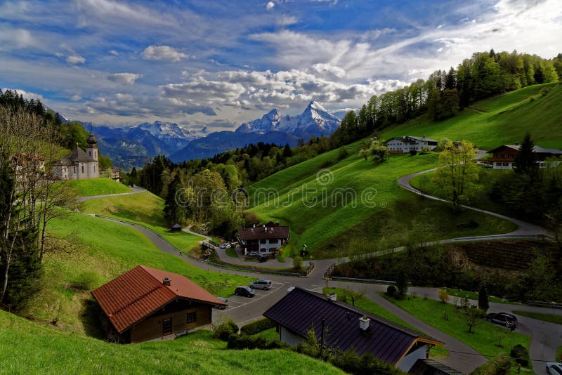 ByMaria Gern scenisk sikt till Watzmann bergskedja fotografering för bildbyråer