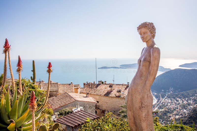 Byn av Eze i Provence, franska fotografering för bildbyråer Byn av Eze i Provence, franska fotografering för bildbyråer