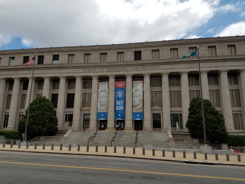 Byrå av gravyr- och printingbyggnad royaltyfri fotografi