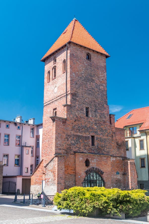 Gothic Tower in city center of Bytow, Poland