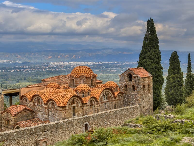 Byzantine monastery in Mystras Peloponnese Greece stock images Byzantine monastery in Mystras Peloponnese Greece stock images