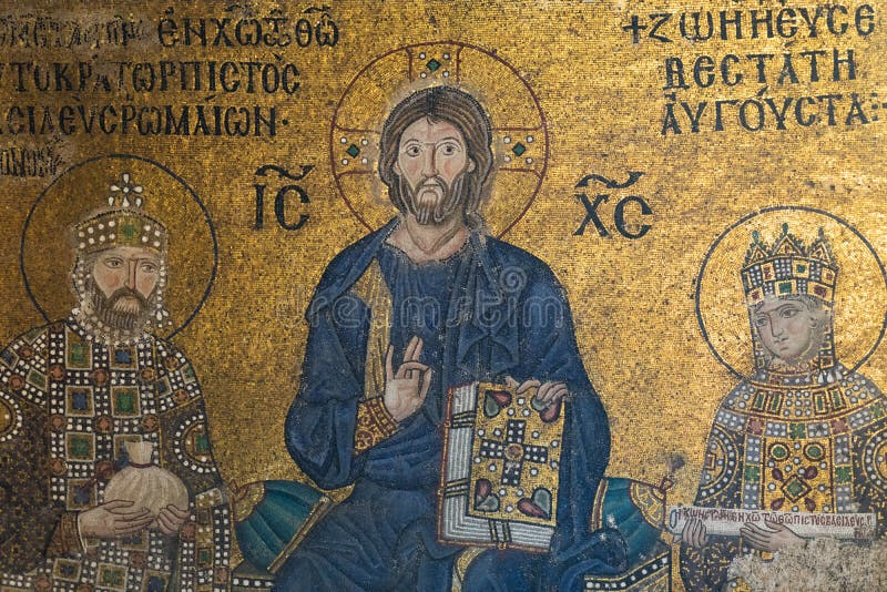 Byzantine mosaic in the interior of Hagia Sophia in Istanbul