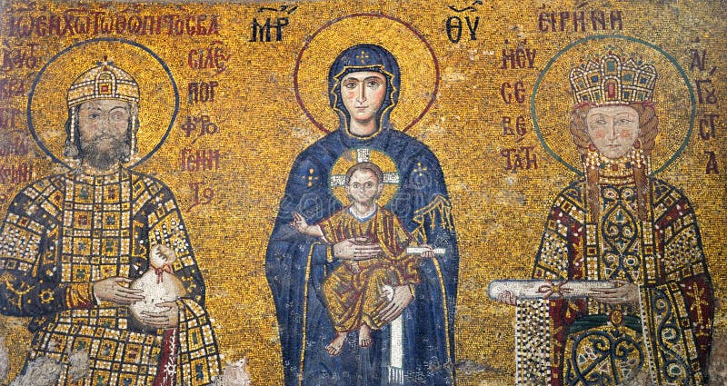 Byzantinisches Mosaik in Hagia Sophia, Istanbul. stockbild