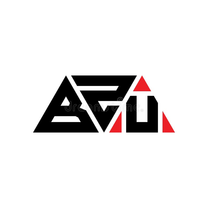 BZU triangle letter logo design with triangle shape. BZU triangle logo design monogram. BZU triangle vector logo template with red royalty free illustration
