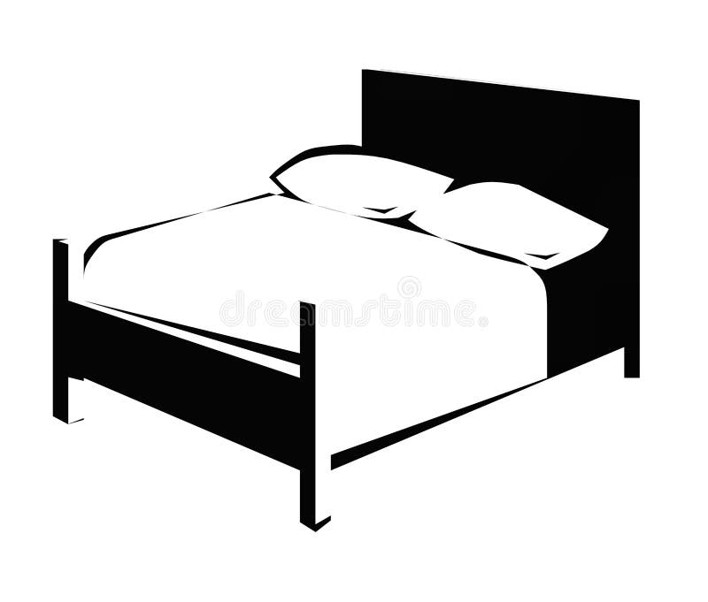 Illustration of a bed,Black and white. Illustration of a bed,Black and white.