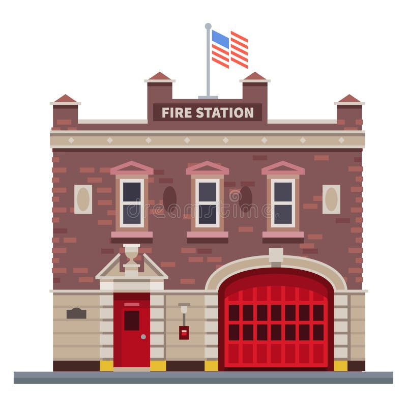 Bâtiment de caserne de pompiers illustration stock Bâtiment de caserne de pompiers illustration stock