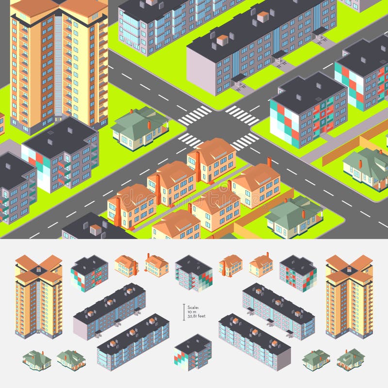 Bâtiments isométriques de logement
