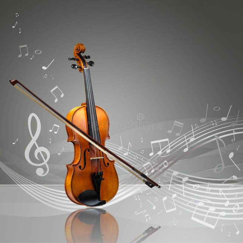 Bâton de violon et de combine avec les notes musicales illustration de vecteur Bâton de violon et de combine avec les notes musicales illustration de vecteur