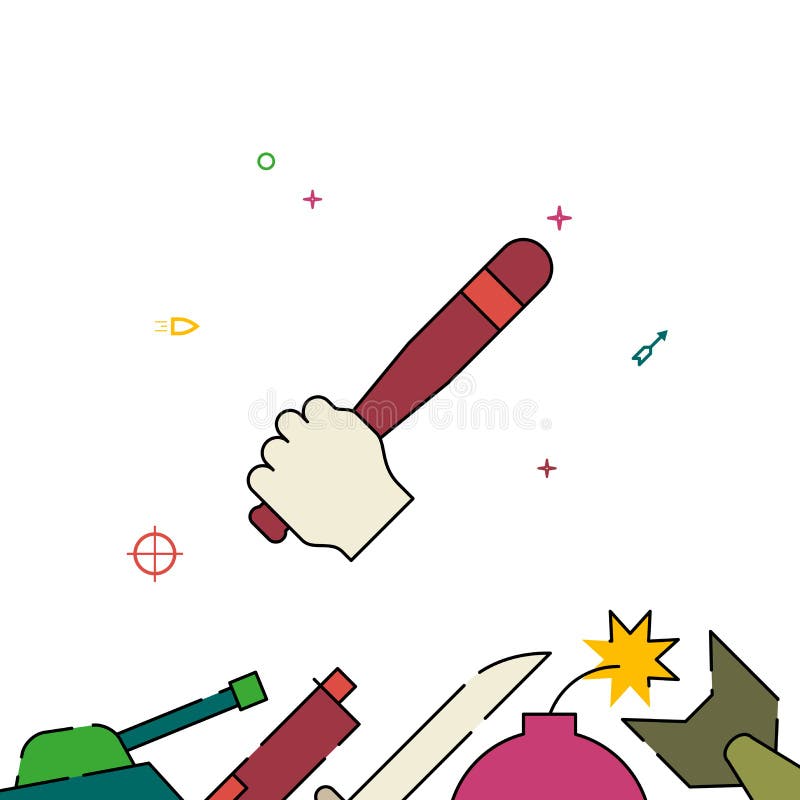 Bâtă de bâtă de baseball în linie plină cu ilustrație simplă vector illustration
