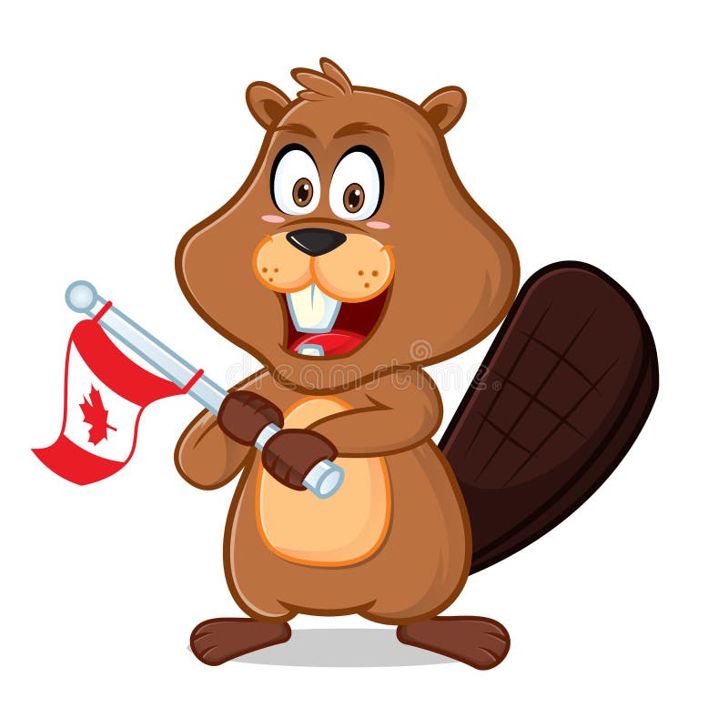 Bóbr trzyma Kanada flaga ilustracja wektor Bóbr trzyma Kanada flaga ilustracja wektor