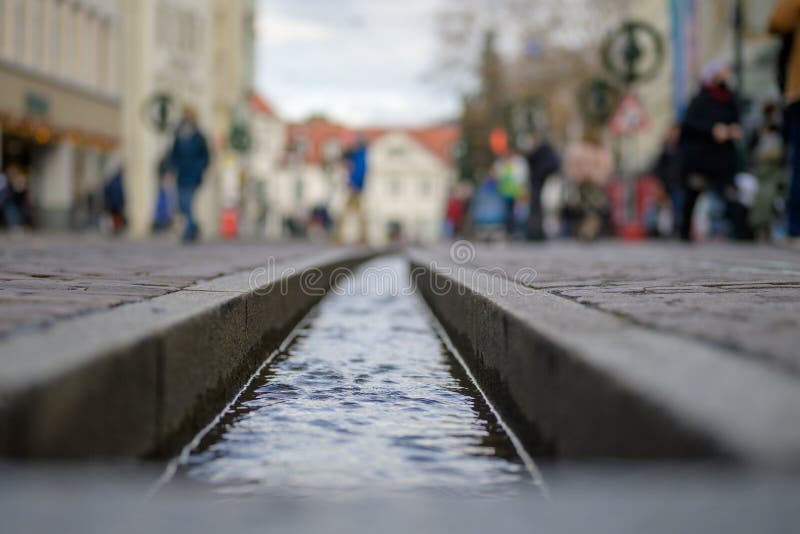 BÃ¤chle water runnel in selective focus