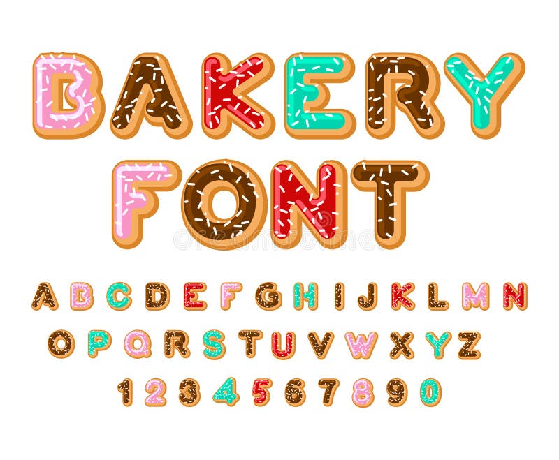 Bäckereiguß Donut ABC Gebacken in den Ölbuchstaben Schokoladengefrieren