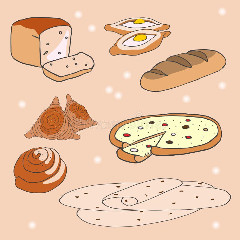 Bäckereiproduktsatz lizenzfreie abbildung Bäckereiproduktsatz lizenzfreie abbildung