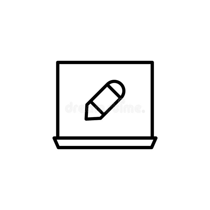 Bärbar dator blyertspennahjälpmedelsymbol Kan användas för rengöringsduken, logoen, den mobila appen, UI, UX vektor illustrationer Bärbar dator blyertspennahjälpmedelsymbol Kan användas för rengöringsduken, logoen, den mobila appen, UI, UX vektor illustrationer