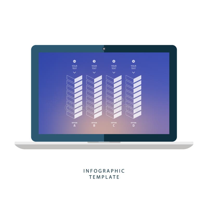 Bärbar dator med infographic beståndsdelar på suddig bakgrund royaltyfri illustrationer Bärbar dator med infographic beståndsdelar på suddig bakgrund royaltyfri illustrationer