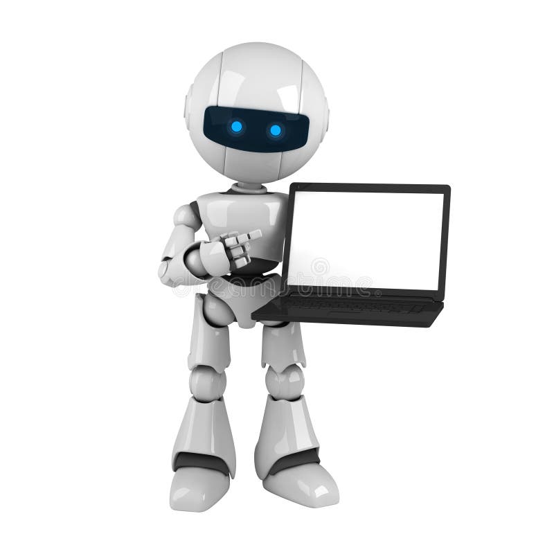Bärbar datorrobotwhite royaltyfri illustrationer
