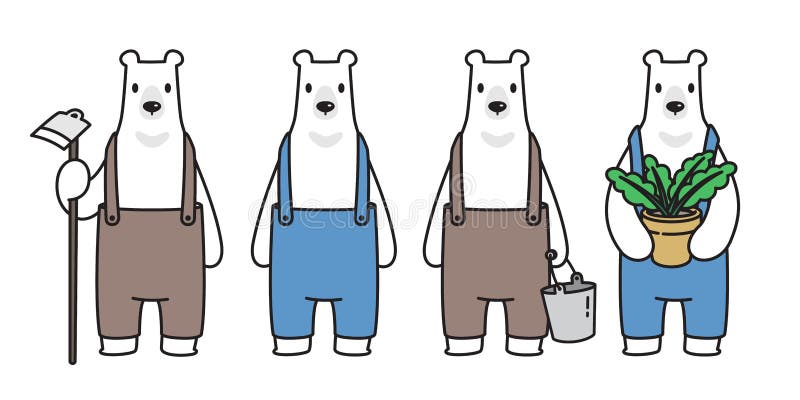Bärnvektor Eisbär-Landwirtanlage wachsen Zeichentrickfilm-Figur-Ikonenlogoillustrations-Symbolgekritzel vektor abbildung Bärnvektor Eisbär-Landwirtanlage wachsen Zeichentrickfilm-Figur-Ikonenlogoillustrations-Symbolgekritzel vektor abbildung