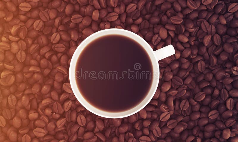 Bästa sikt av koppen kaffe på dess bönor som tonas royaltyfri illustrationer Bästa sikt av koppen kaffe på dess bönor som tonas royaltyfri illustrationer