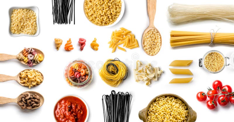 Bästa sikt av olik italiensk pasta royaltyfri foto Bästa sikt av olik italiensk pasta royaltyfri foto