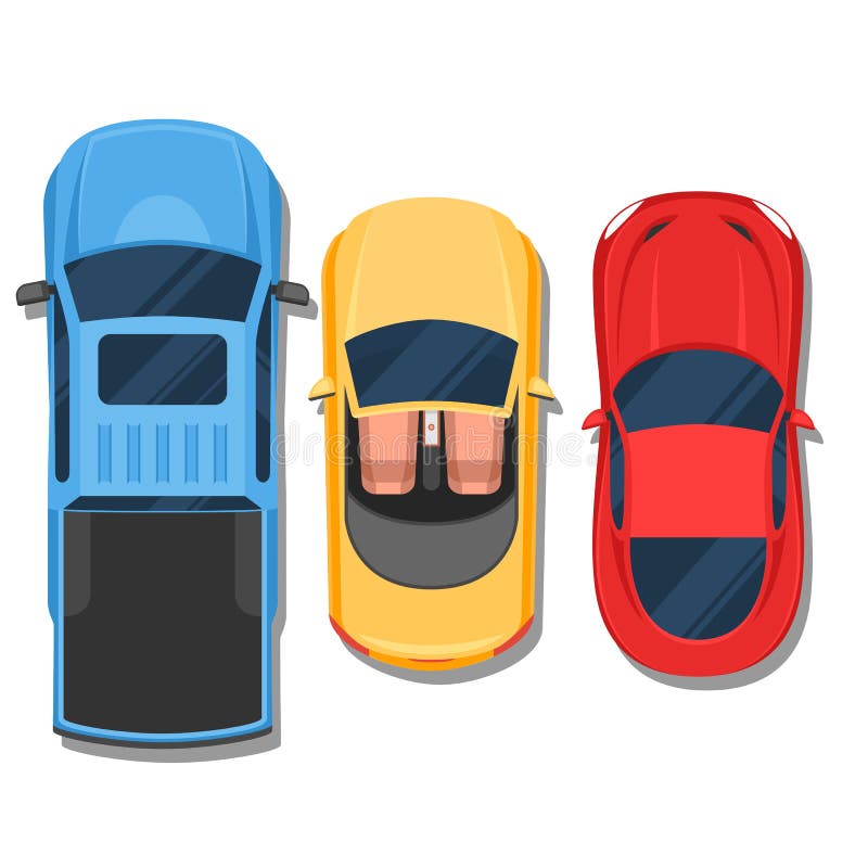 Bästa sikt för bilar Cabriolet, sportbil och uppsamling Plan stilsänka stock illustrationer Bästa sikt för bilar Cabriolet, sportbil och uppsamling Plan stilsänka stock illustrationer