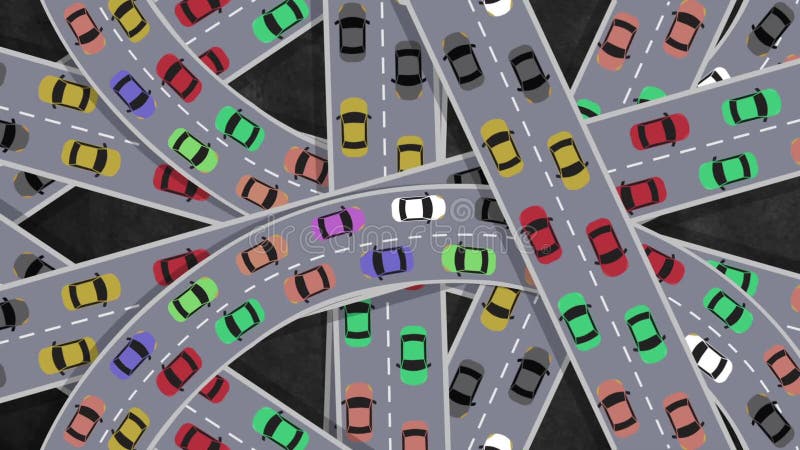 Bästa sikt på bilkörning för tung trafik i genomskärning i rusningstid - kretsa