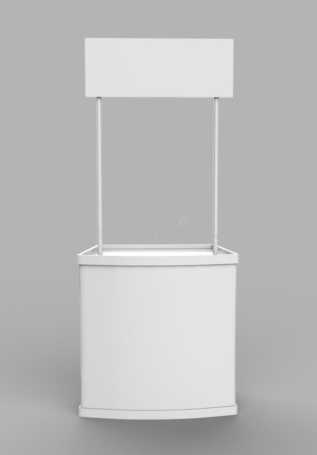 Bås för räknare för befordran för PVC för pos. POI för vit tomt annonserande, detaljhandelställning som isoleras på den vita bakg stock illustrationer