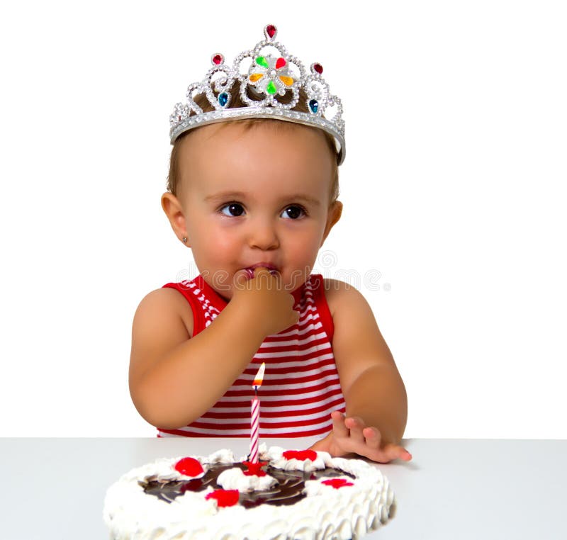 Bébé avec le gâteau d'anniversaire photo stock Bébé avec le gâteau d'anniversaire photo stock