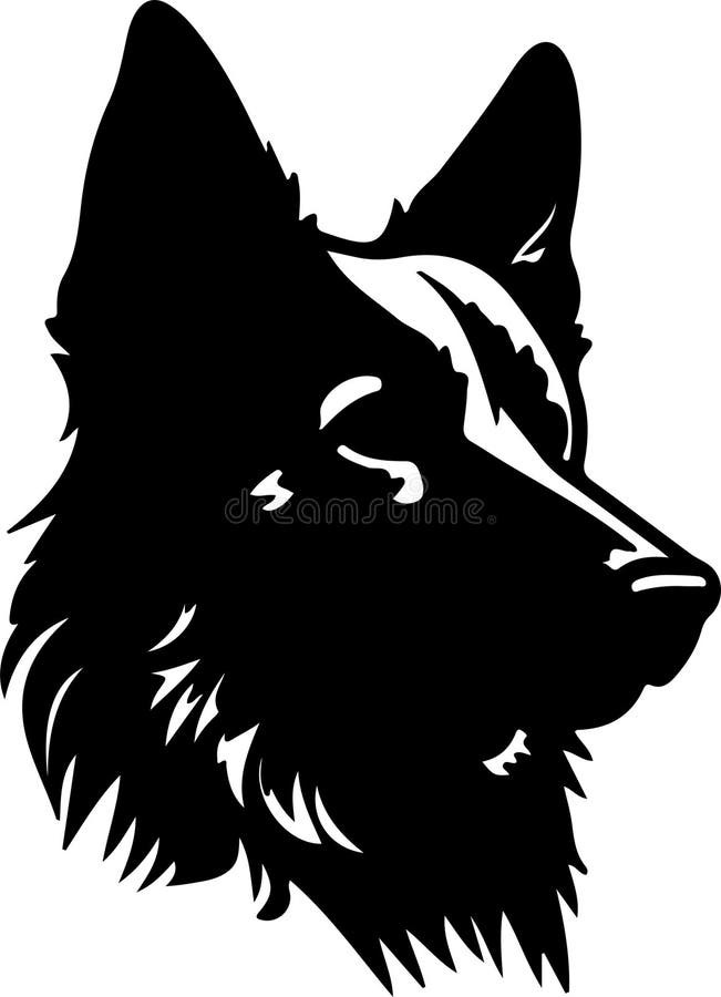 Black silhouette of Belgian Sheepdog with transparent background.Generative Ai. Black silhouette of Belgian Sheepdog with transparent background.Generative Ai