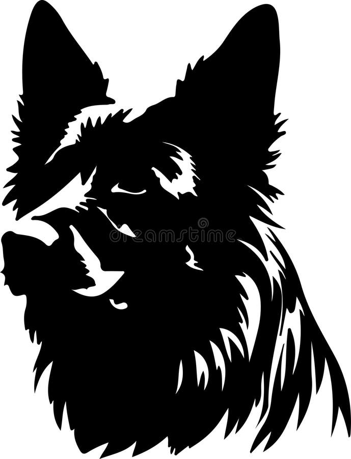 Black silhouette of Belgian Sheepdog with transparent background.Generative Ai. Black silhouette of Belgian Sheepdog with transparent background.Generative Ai