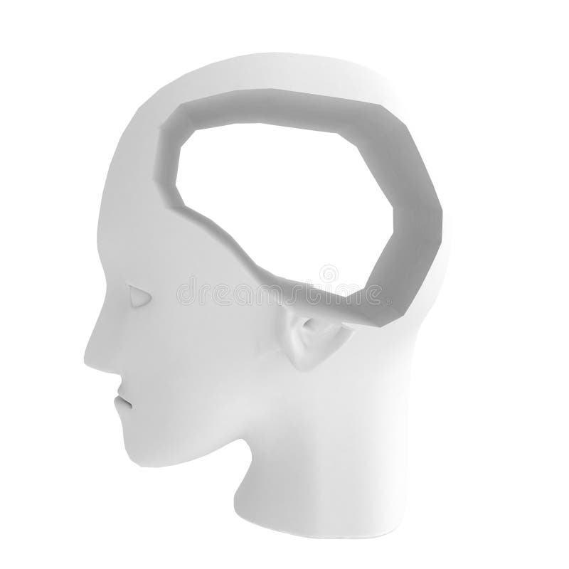 White 3d sculpture head with a hole. White 3d sculpture head with a hole