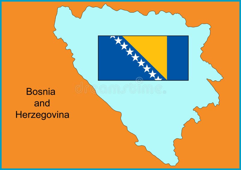 Vector map and flag of Europe country Bosnia and Herzegovina. Vector map and flag of Europe country Bosnia and Herzegovina