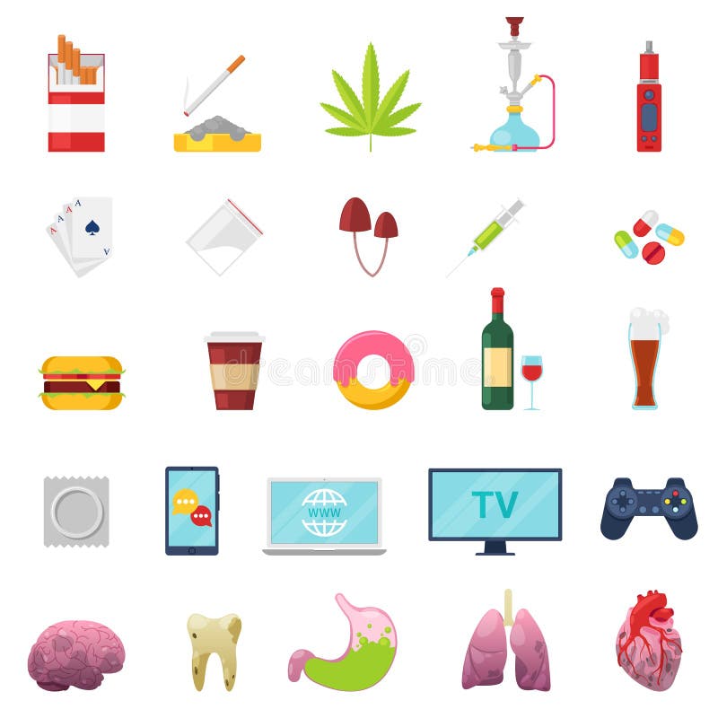 Böjelsevektorn missbrukade och oskick som röker den fastfood- eller för alkoholmissbruk illustrationuppsättningen av sjuk lever f royaltyfri illustrationer Böjelsevektorn missbrukade och oskick som röker den fastfood- eller för alkoholmissbruk illustrationuppsättningen av sjuk lever f royaltyfri illustrationer