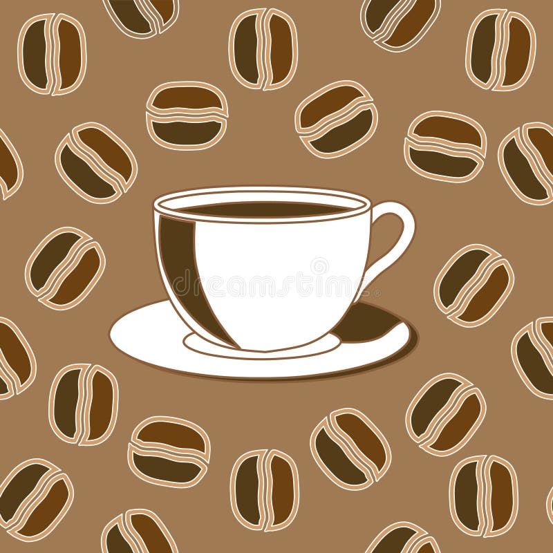 Kaffe och kaffebönor, sömlös bakgrund