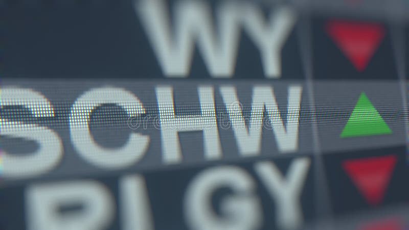 Börsentelegraf Charles Schwabs SCHW auf dem Schirm Redaktionelle Wiedergabe 3D