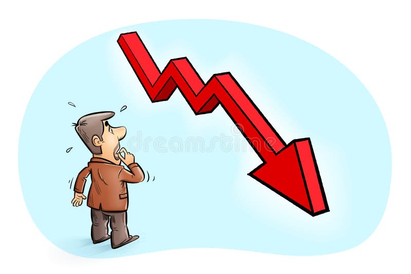 Financial crisis and stock market plunge concept. businessman or market trader is worry and wondered while looking at descending stock market and crash. vector cartoon illustration. Financial crisis and stock market plunge concept. businessman or market trader is worry and wondered while looking at descending stock market and crash. vector cartoon illustration.