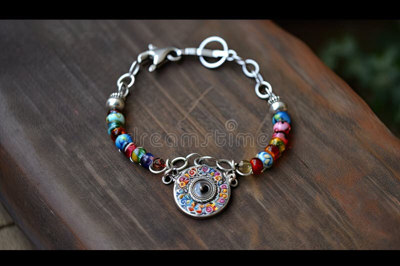 Böse Augenzauber mit aufwändigem und farbenfrohen Design auf Armband stock abbildung