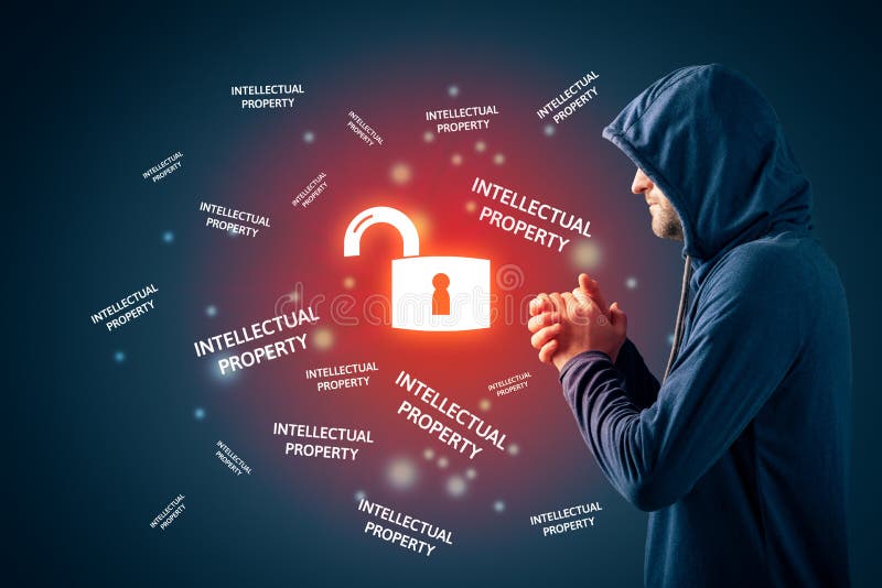 Böswilliger Hacker bereit, korporatives geistiges Eigentum zu stehlen lizenzfreies stockfoto