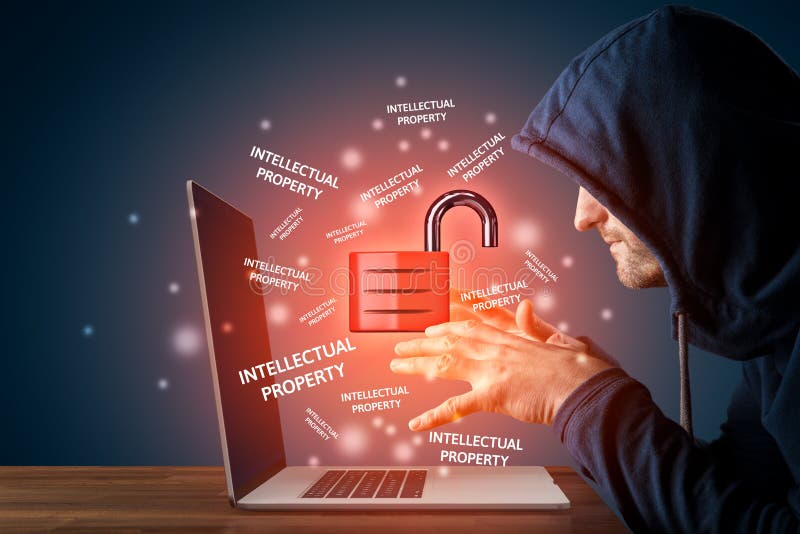 Böswilliger Hacker bereit, korporatives geistiges Eigentum zu stehlen stockbilder