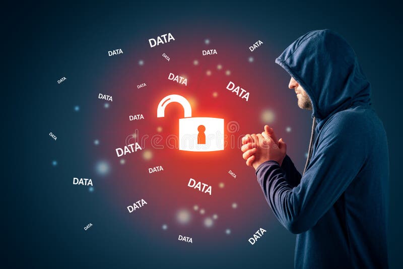 Böswilliger Hackerblick, um Daten zu stehlen lizenzfreies stockfoto