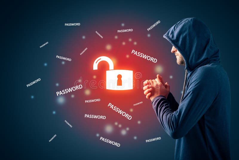 Böswilliger Hackerblick, um Kennwörter zu stehlen stockfotos