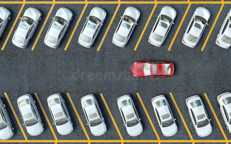 Search for a parking space. Many cars parked. Search for a parking space. Many cars parked.