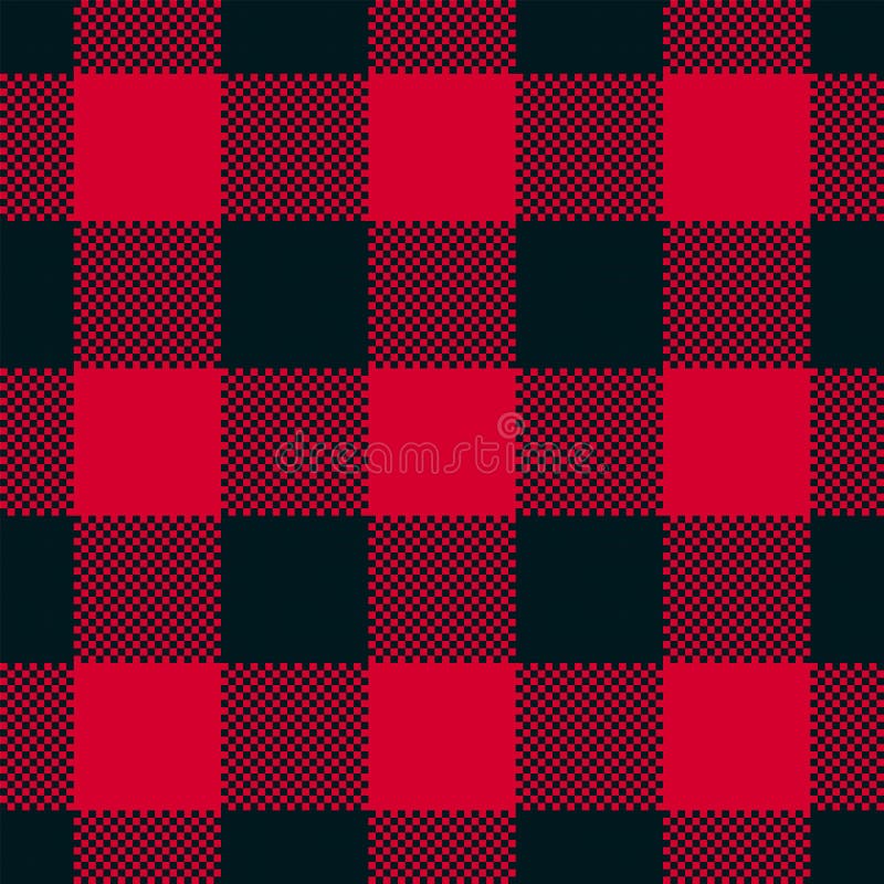 Büffelgeflecht. Vektorschachtel mit schwarzem Plaid, texturierter Hintergrund. traditionelle Weihnachtsbekleidung lizenzfreie abbildung