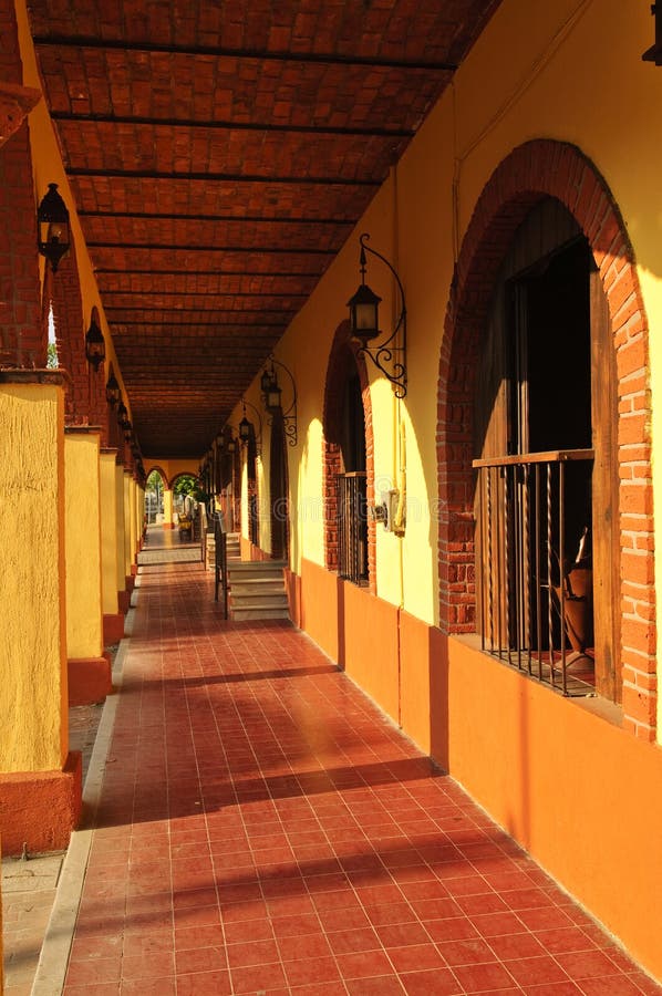 Covered sidewalk in Tlaquepaque shopping district in Guadalajara, Jalisco, Mexico. Covered sidewalk in Tlaquepaque shopping district in Guadalajara, Jalisco, Mexico