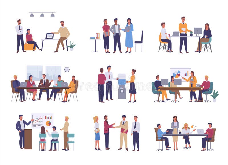 Büro-Geschäftstreffen, Teamwork oder Team Building vektor abbildung