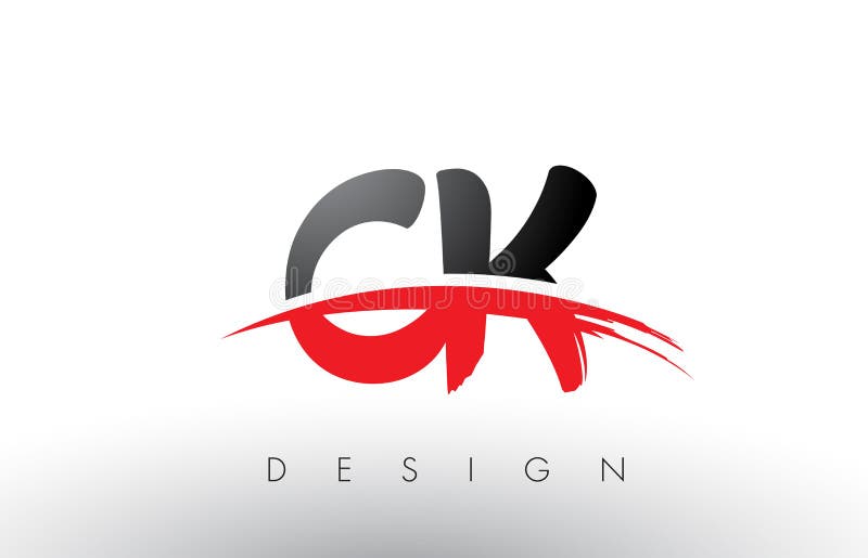 Bürste Logo Letters CK C K mit roter und schwarzer Swoosh-Bürsten-Front