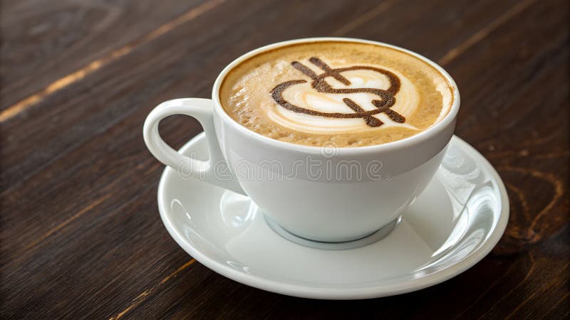 Băutură din cafea inspirată din mediul de afaceri cu simbol monetar stock illustration