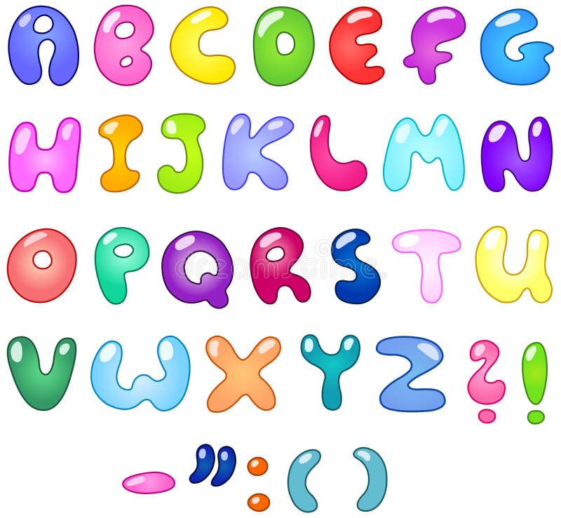 Colorful bubble-shaped letters set. Colorful bubble-shaped letters set