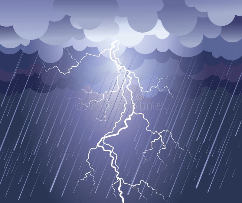 Błyskawicy deszczu strajk ilustracji